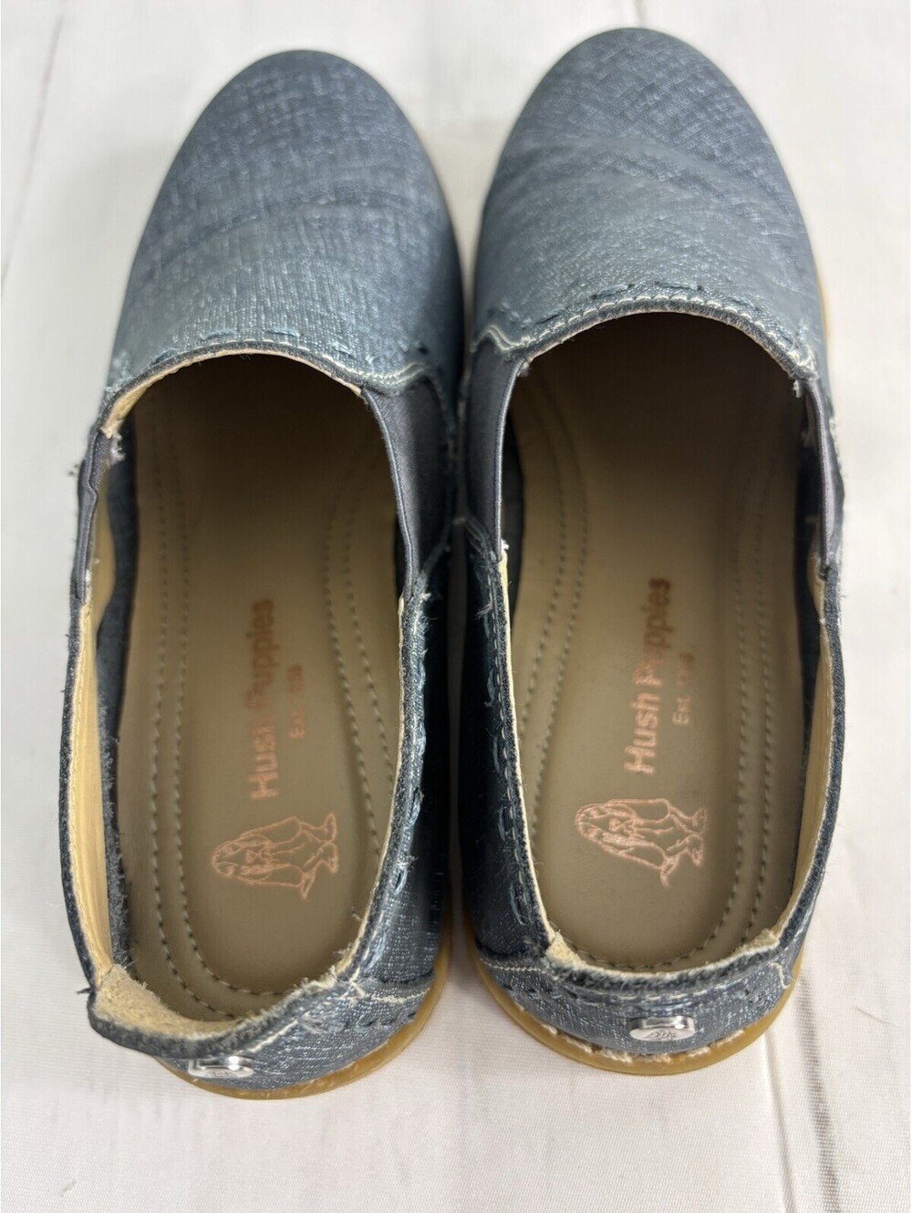 Hush Puppies Womens Chardon Slip Ons Size 7 W Color-Blue Chambray Denim Suede - Picture 5 of 9
